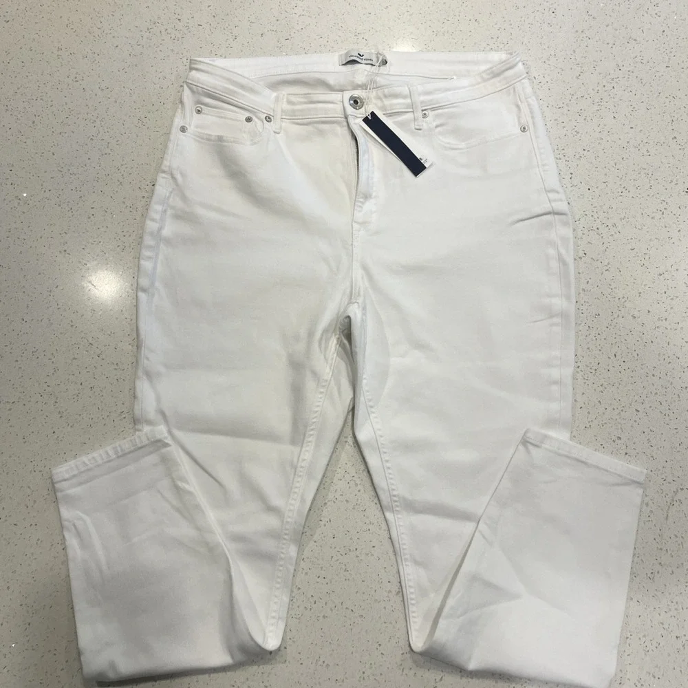 NEW Vineyard Vines Jamie High‎ Rise Skinny Jeans In Ecru/Ivory Womens Size 34
